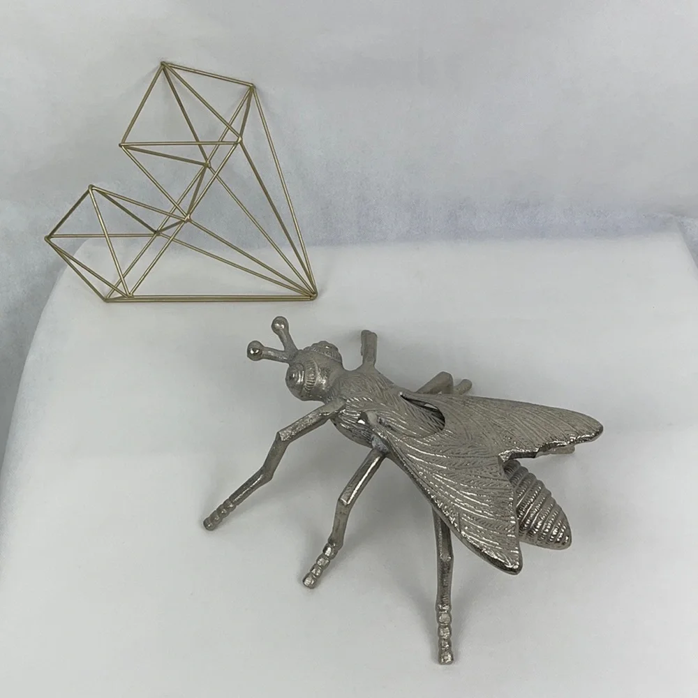 Large Decorative Silver Metal Winged Insect